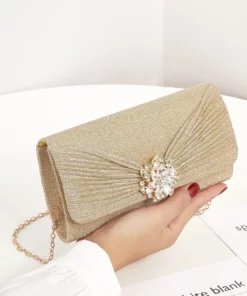 Gold Evening Ruched Handbag