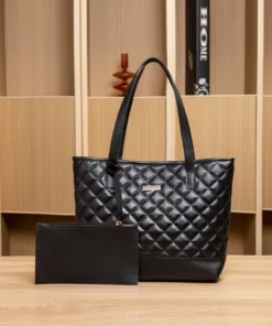 Black Stylish Quilted Bag Set