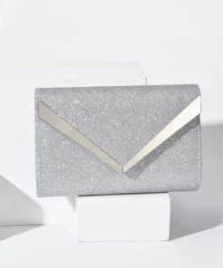 silver sparkling handbag