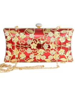 Classy Red & Gold Evening Sparkling Handbag