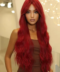 Red Long Wig & Bangs