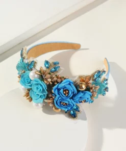 Blue Sparkling Floral Headband